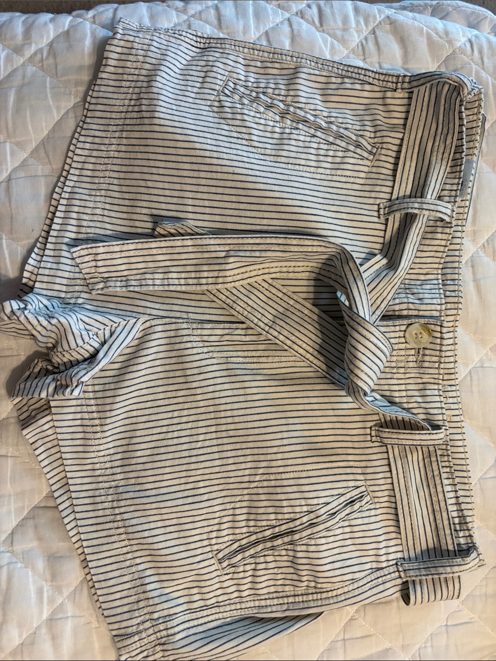 American Eagle Outfitters Cream and Navy Striped Women's Shorts